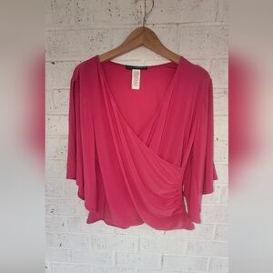 Coco Bianco Fuchsia Draped Wrap Blouse